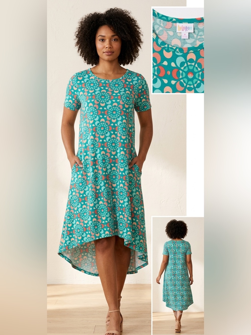 Printed  Carly Teal Floral Swing Dress - Unbranded